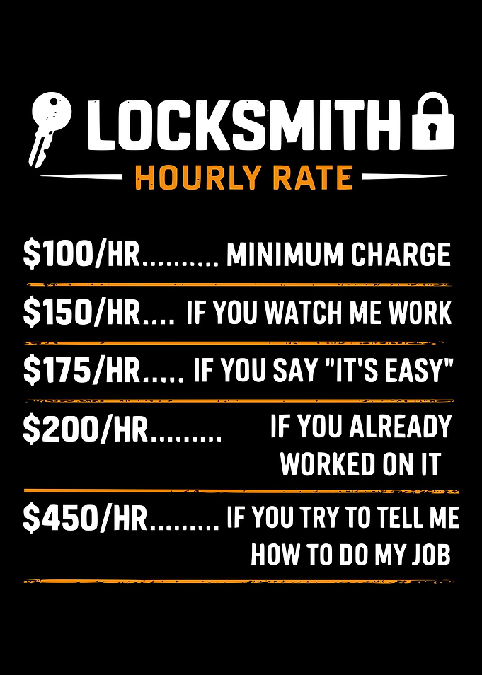 Funny Locksmith Hourly Rate Sign