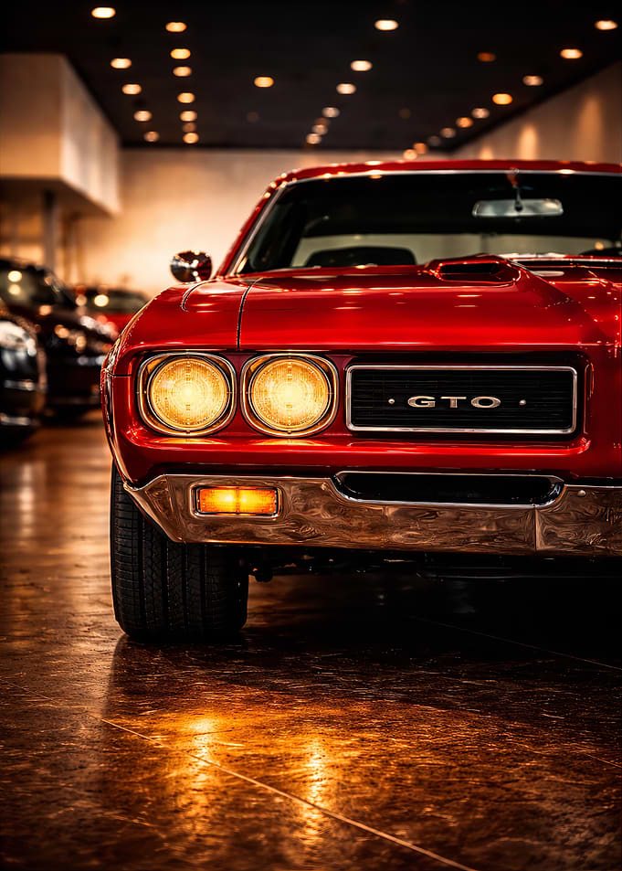 Classic Red Pontiac GTO Front View