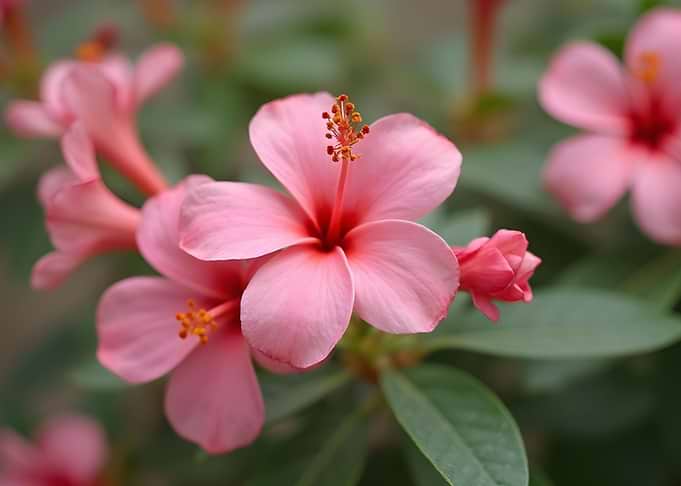 Delicate Pink Hibiscus Flowers