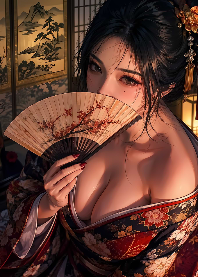 Elegant Woman with Traditional Fan