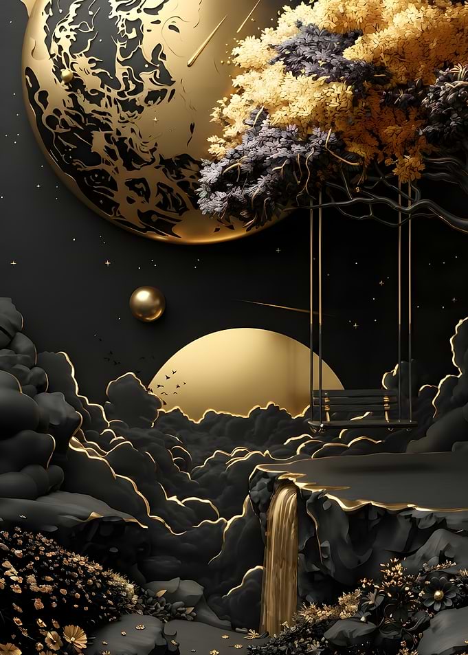 Golden Celestial Swing Landscape