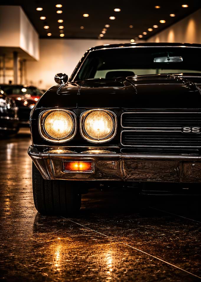 Classic Black Chevrolet Chevelle SS
