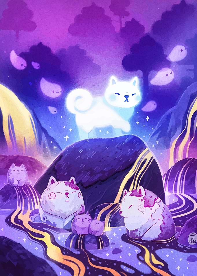 Glowing Spirit Shiba Inu Forest Scene