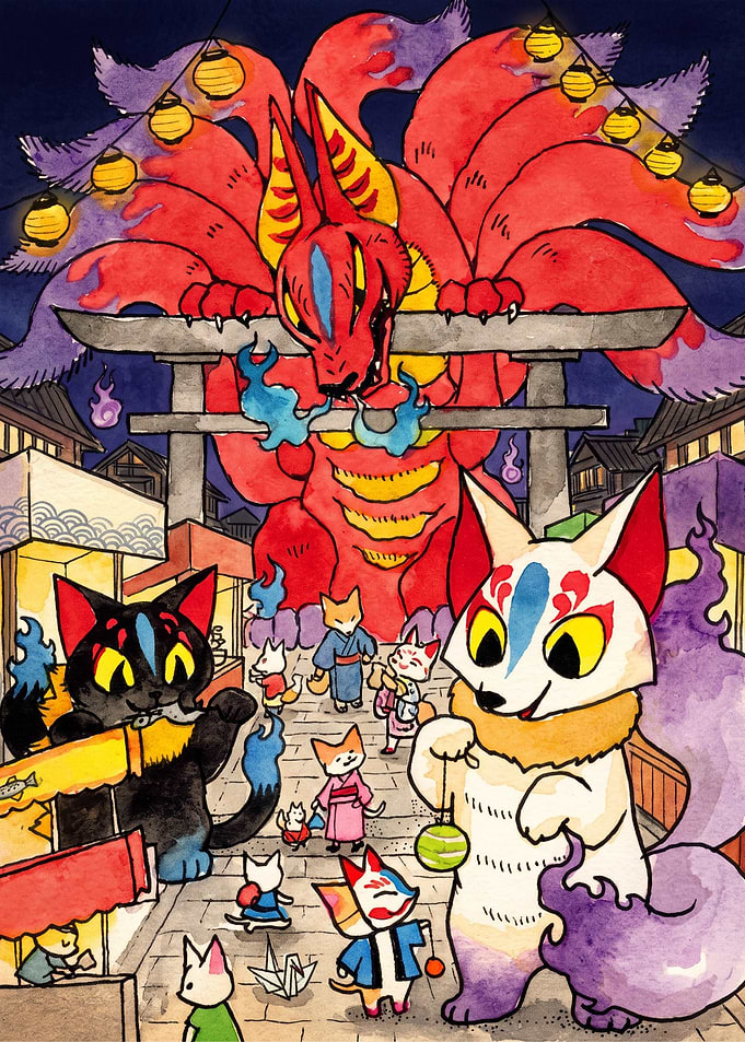Kitsune Festival Night Illustration