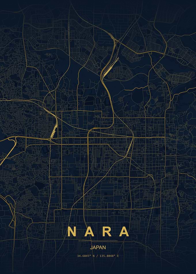 Nara Japan Minimalist City Map