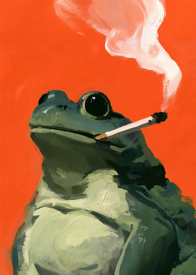 Cool Frog Smoking a Cigarette