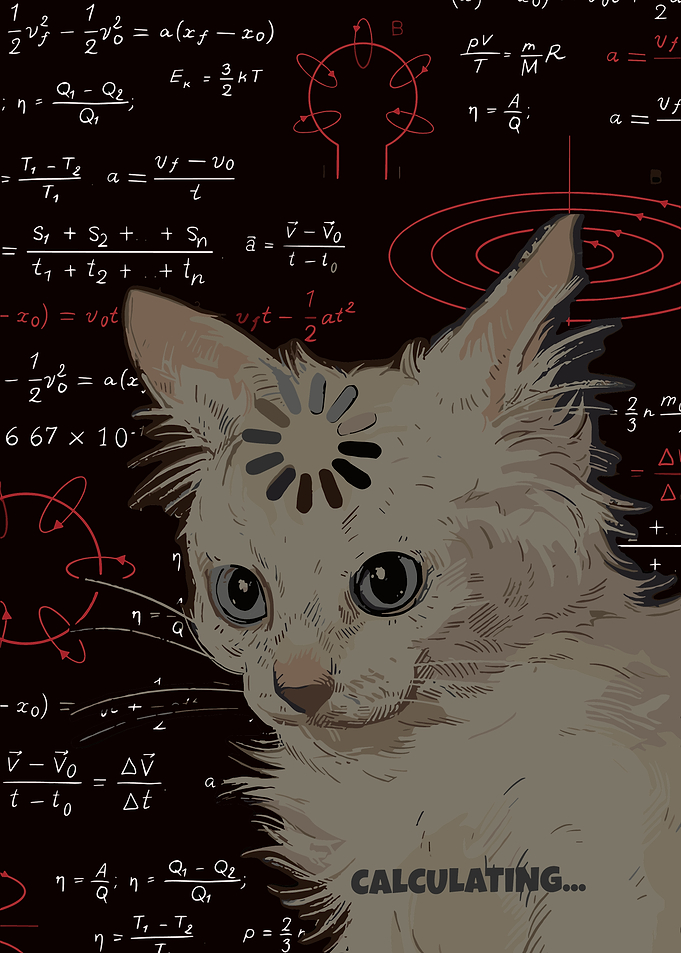 Calculating Cat Science Poster | Funny Nerd Cat Wall Art for Math and Physics Lovers
