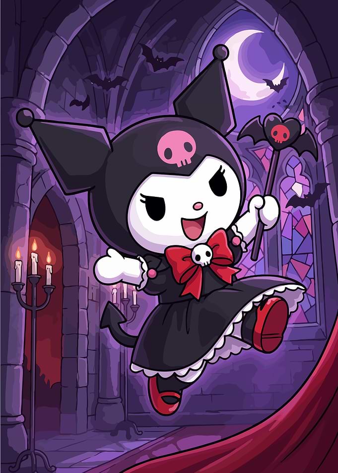 Kuromi in a Gothic Castle