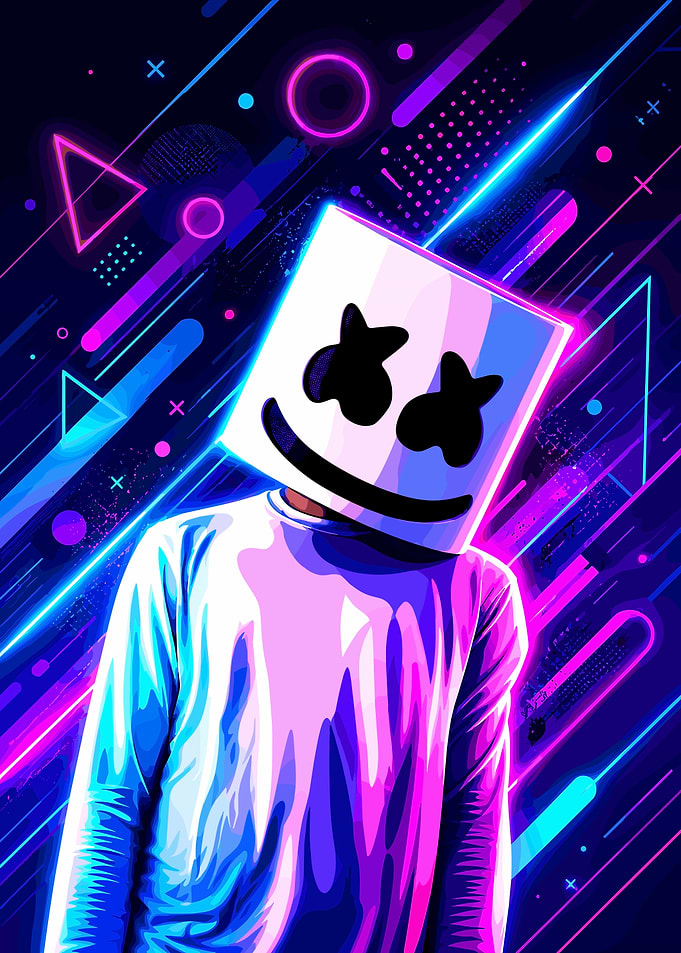 Marshmello Neon Abstract Digital Art