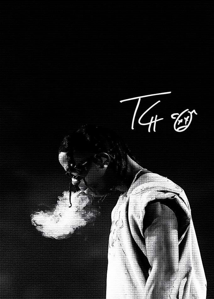 Travis Scott Smoking Silhouette Poster