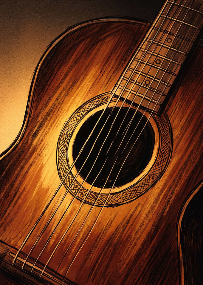 Close-up of an Acoustic Guitar