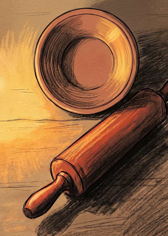 Rolling Pin and Bowl Illustration