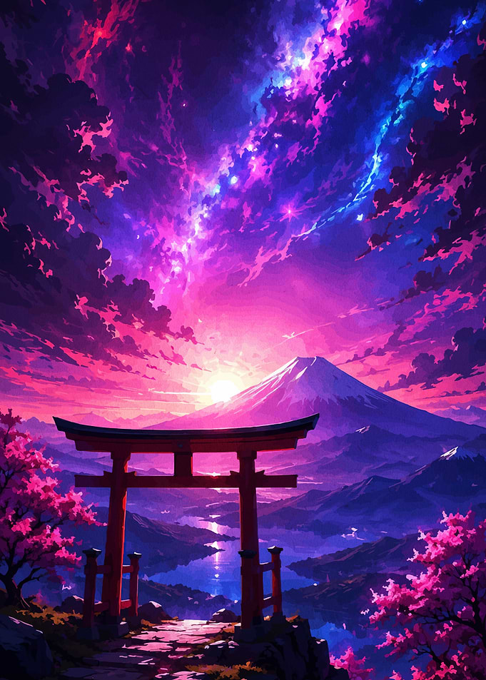 Mount Fuji Torii Gate Sunset