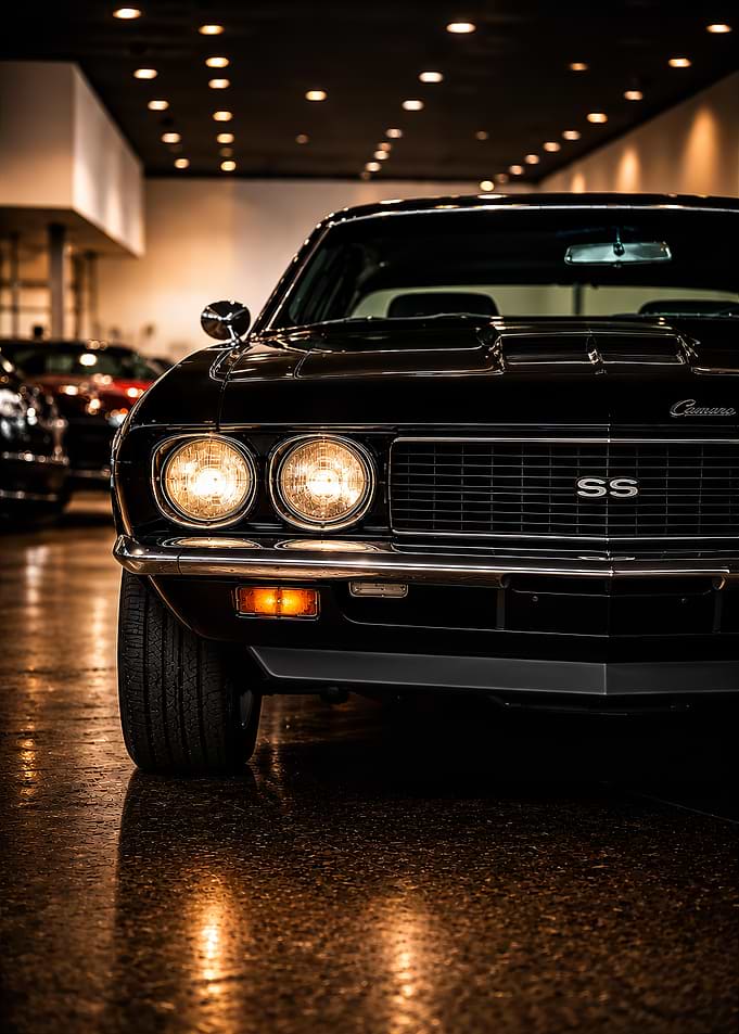 Black Chevrolet Camaro SS Front View