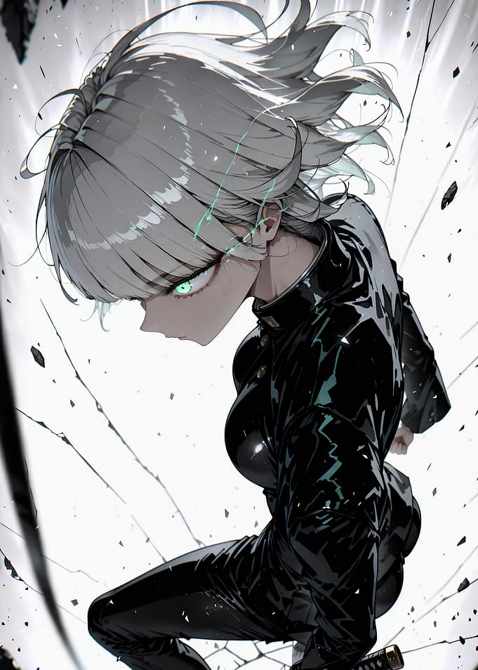 Intense Anime Girl with Glowing Eyes