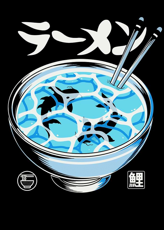 Koi Fish Ramen Bowl Illustration