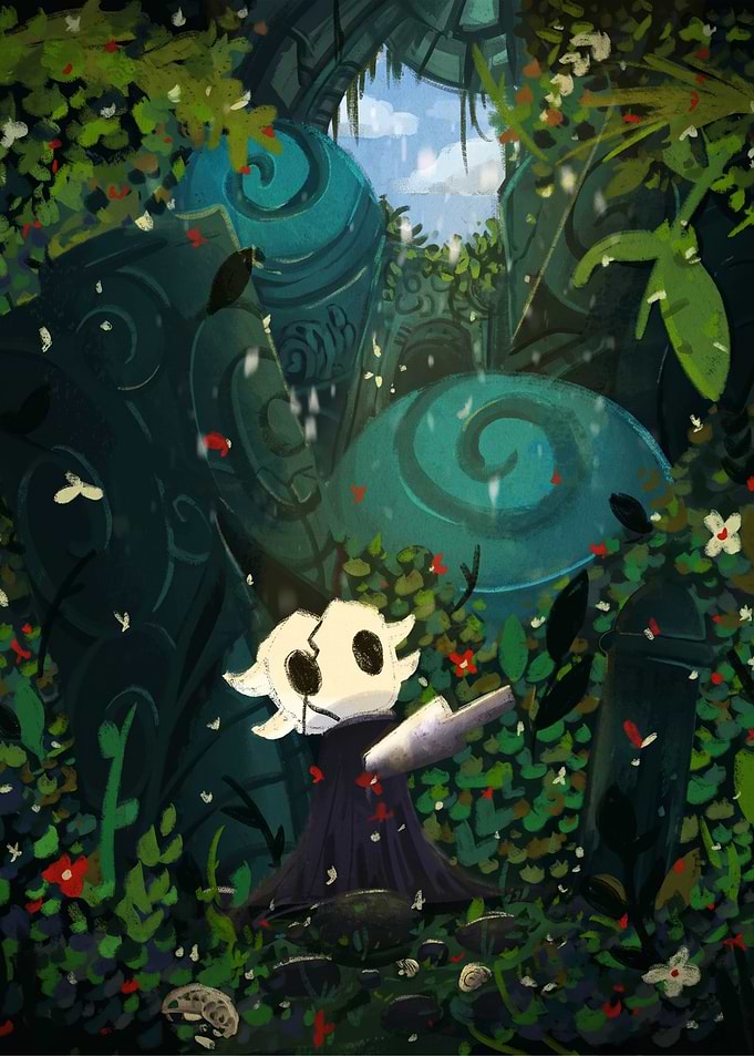 Hollow Knight in Overgrown Ruins