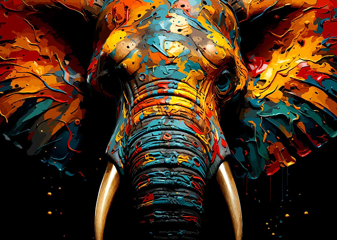 Abstract Colorful Elephant Portrait