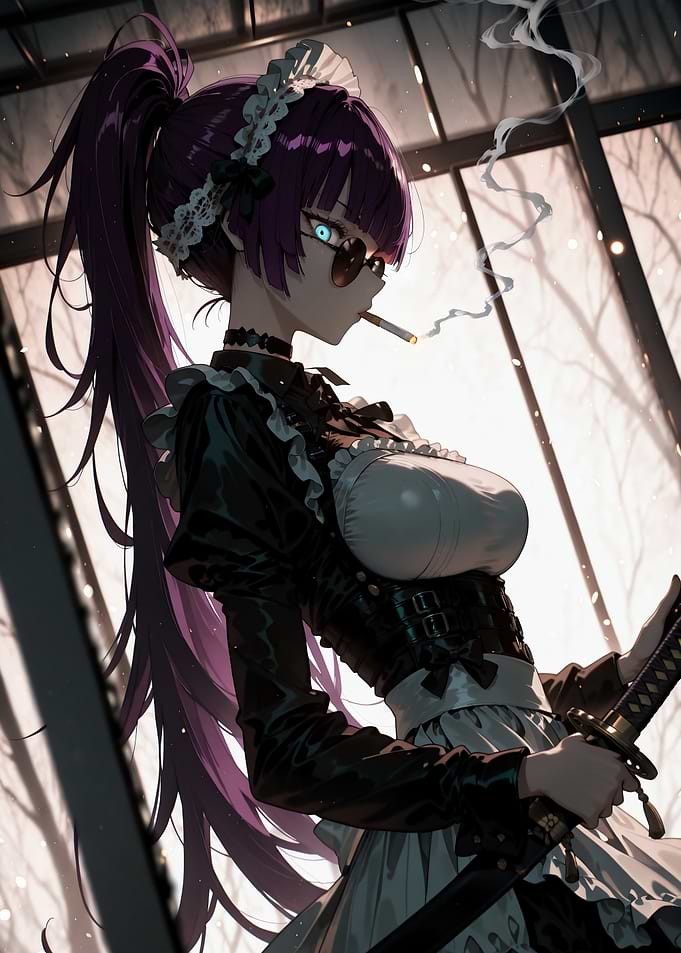 Cool Anime Maid with Katana