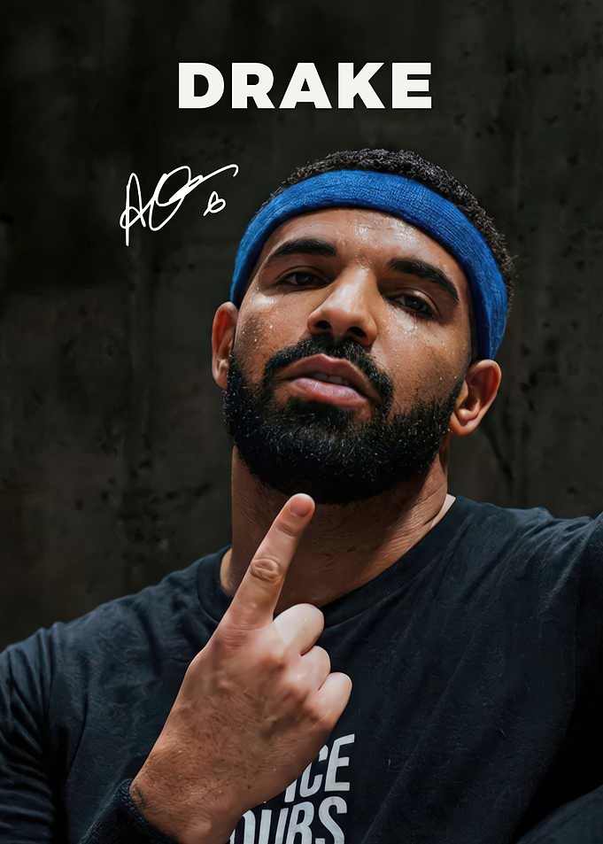 Drake Portrait with Blue Headband