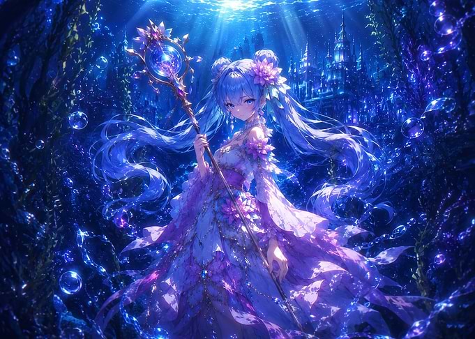 Underwater Princess with Magic Staff