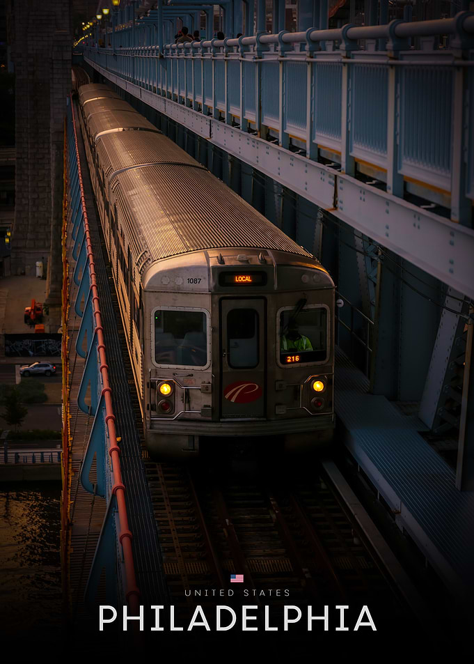 Philadelphia Subway Train on Bridge