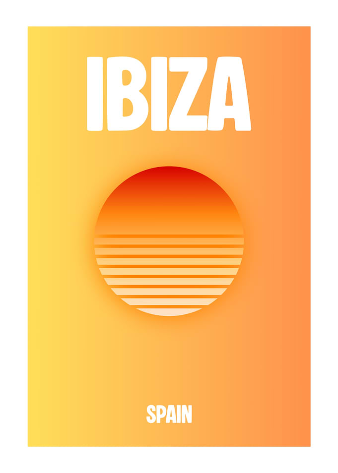 Minimalist Ibiza Sunset Travel Poster