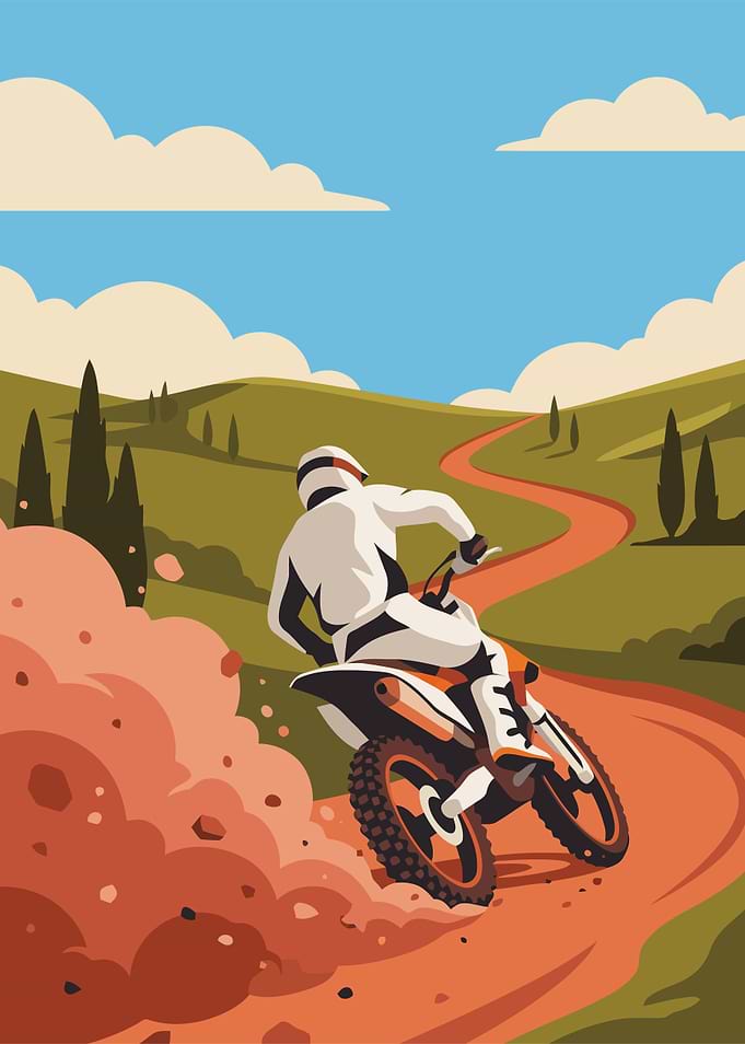 Motocross Rider on Dirt Track