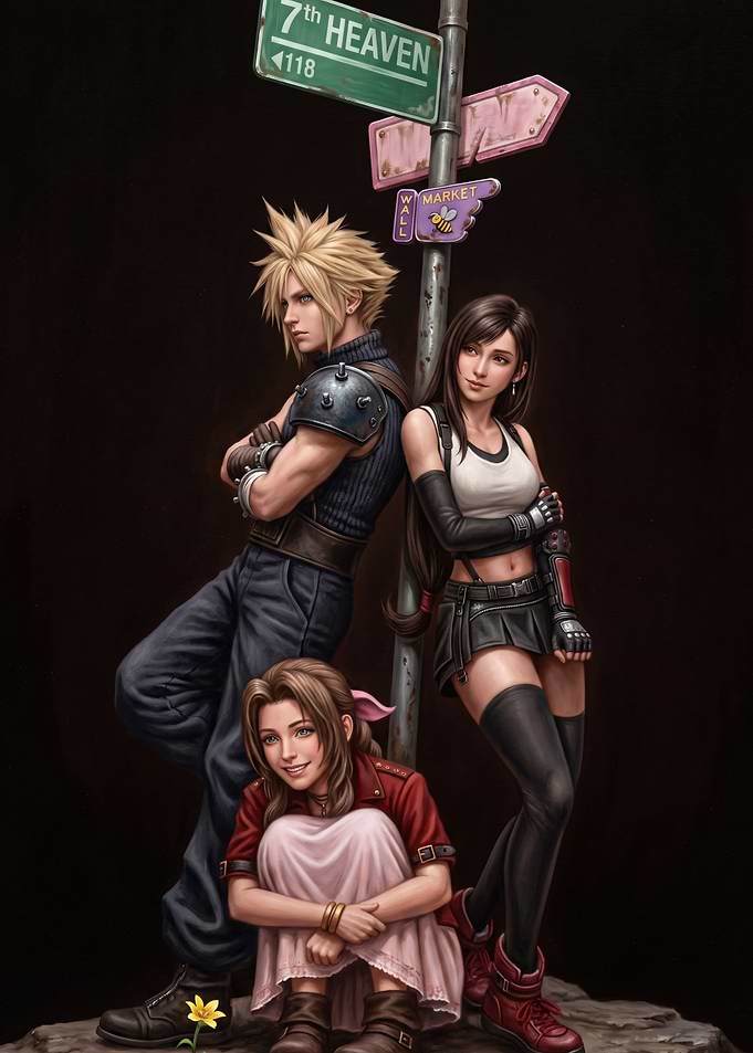 Final Fantasy VII Character Trio Art