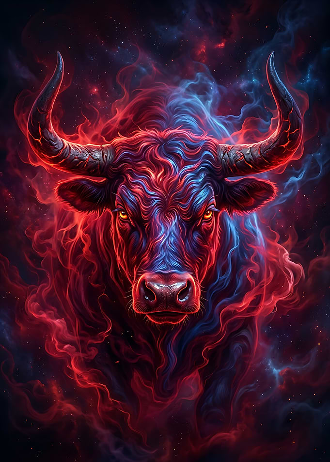 Cosmic Fire Bull Portrait
