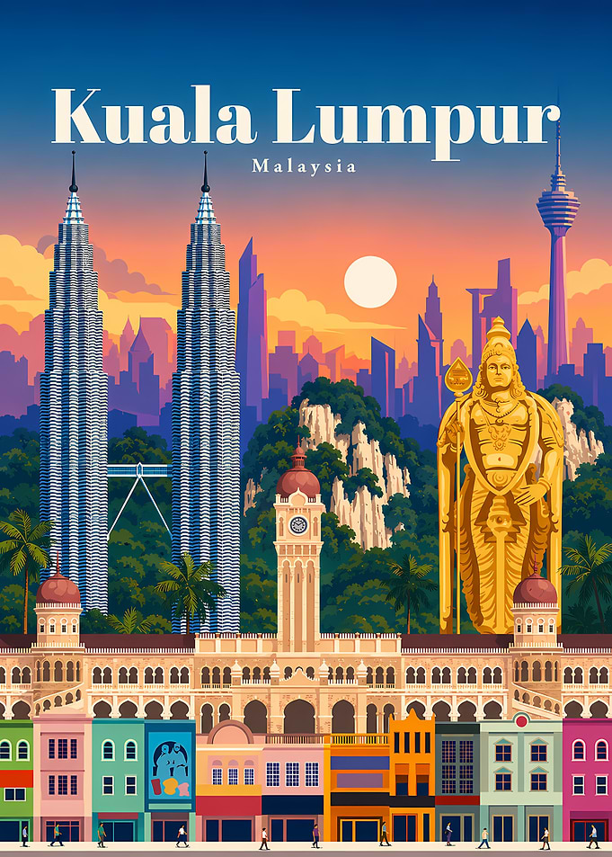 Kuala Lumpur Malaysia Travel Poster