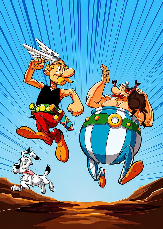Asterix, Obelix, and Dogmatix Running