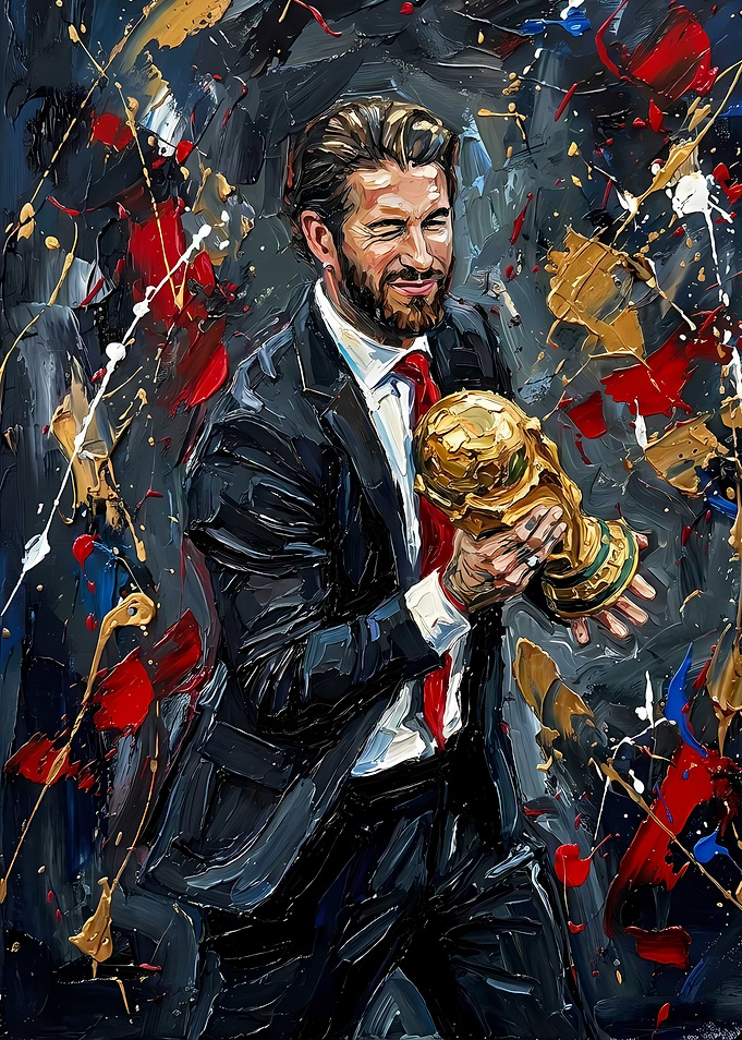 Sergio Ramos Holding World Cup Trophy