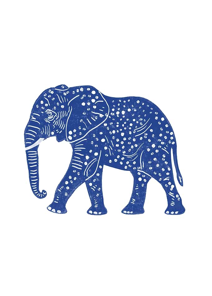 Blue Polka Dot Elephant Illustration