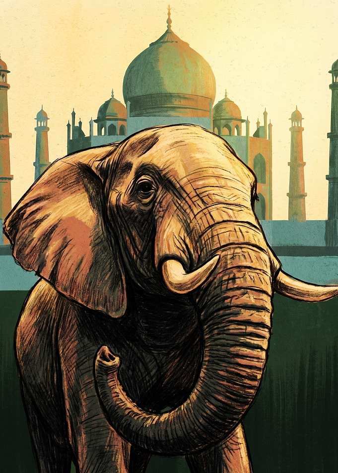 Elephant Before the Taj Mahal