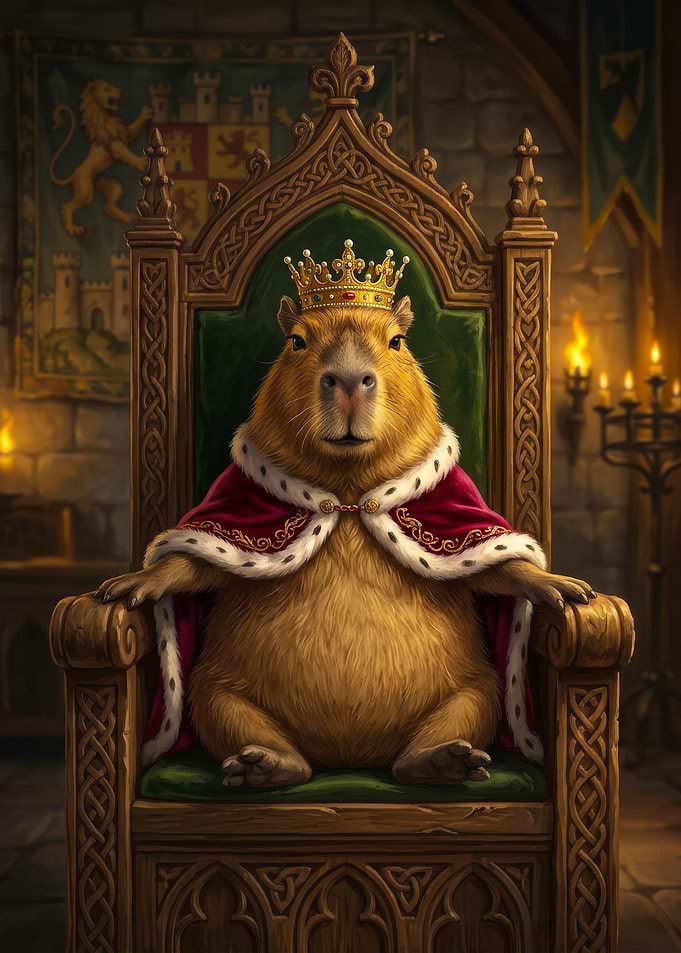 Regal Capybara King on Throne