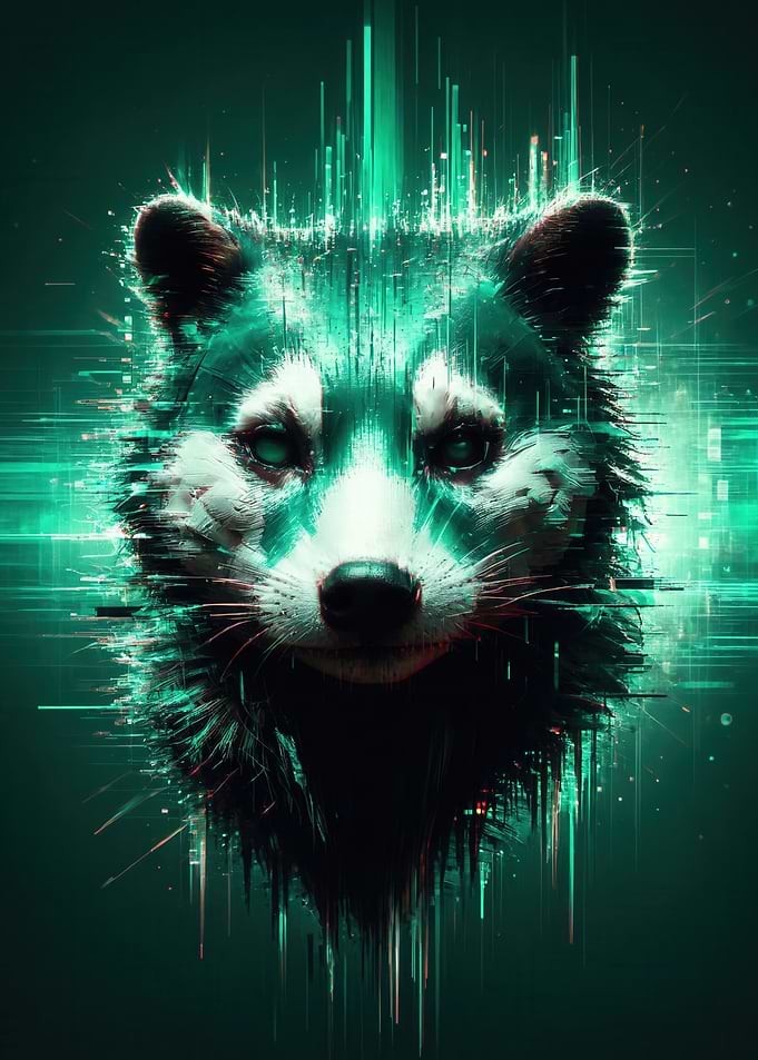 Digital Glitch Badger Portrait