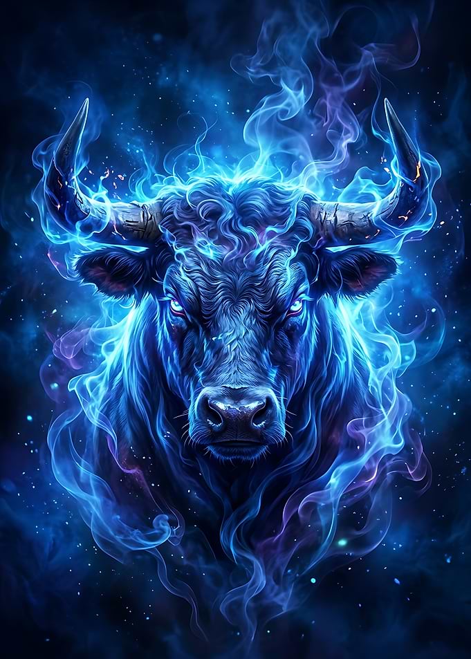 Fiery Blue Bull Portrait