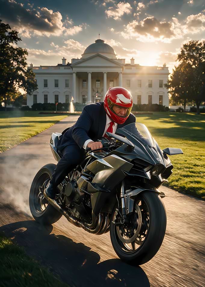 Donald Trump Riding Motorcycle at White House