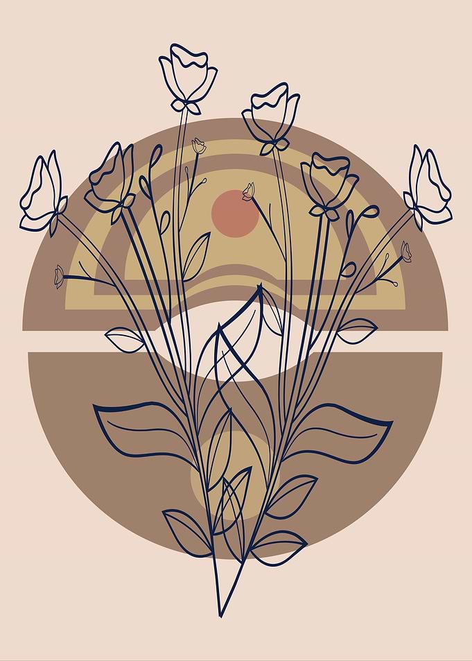 Minimalist Floral Line Art Illustration