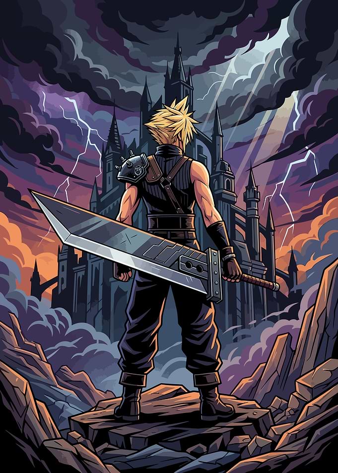 Cloud Strife Facing Dark Castle