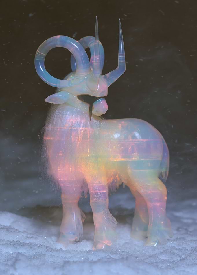 Iridescent Opal Ram Sculpture