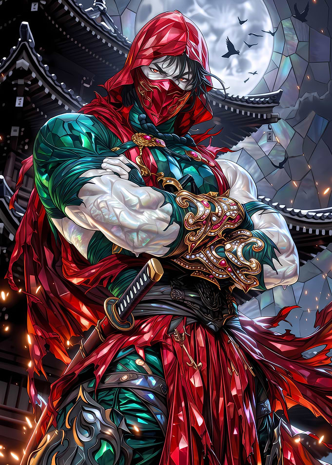 Armored Ninja Warrior in Red Hood