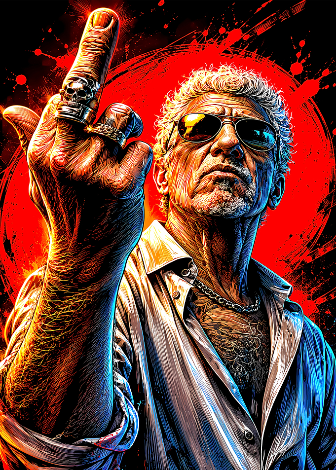 Rebellious Man with Skull Ring
