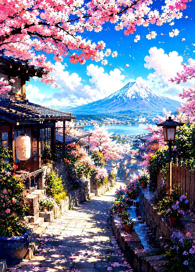 Mount Fuji and Cherry Blossoms