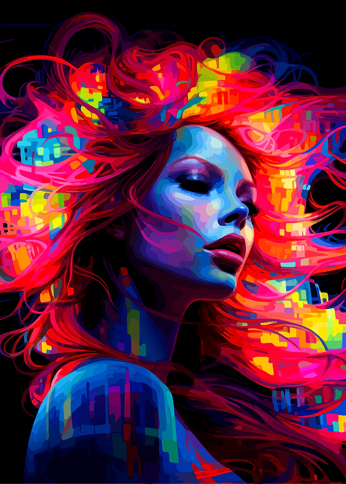 Vibrant Neon Portrait of a Woman