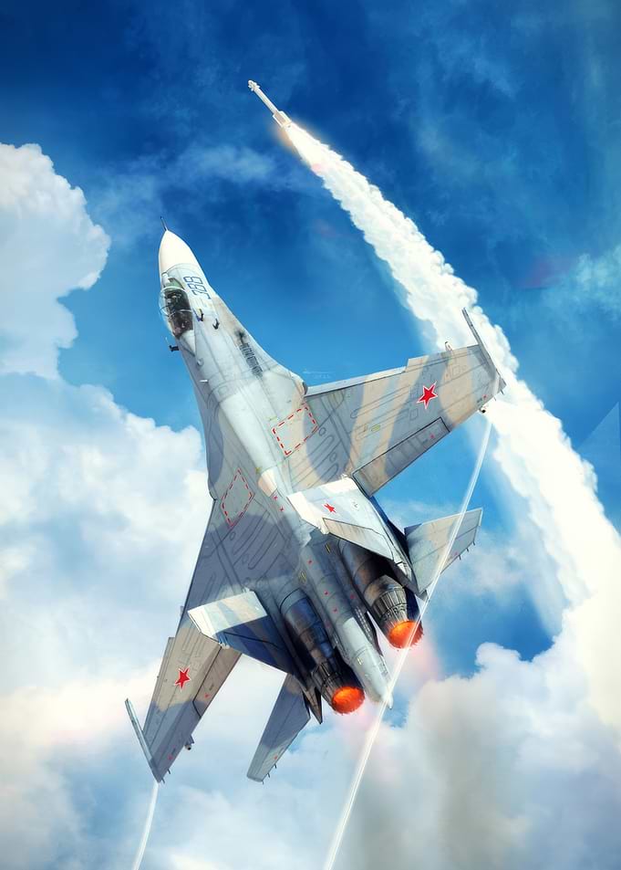 Russian Su-27 Fighter Jet in Flight