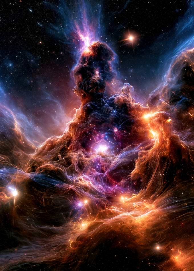 Vibrant Volcano Nebula Star Formation