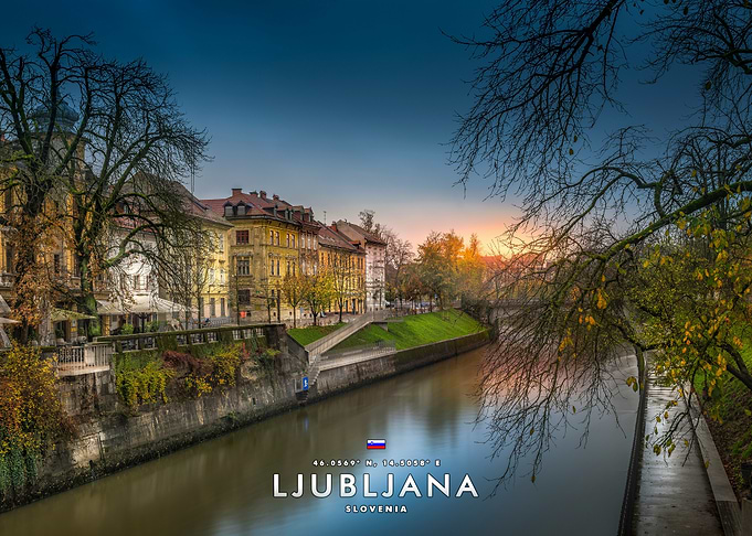 Ljubljana Cityscape at Sunset
