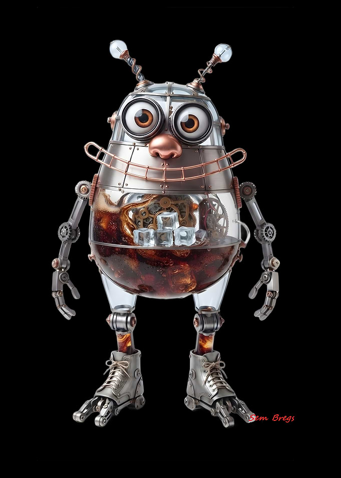 Steampunk Soda Robot Character